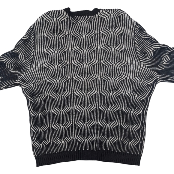 INC International Concepts monochrome wave cotton blend cardigan. Large - Picture 5 of 16